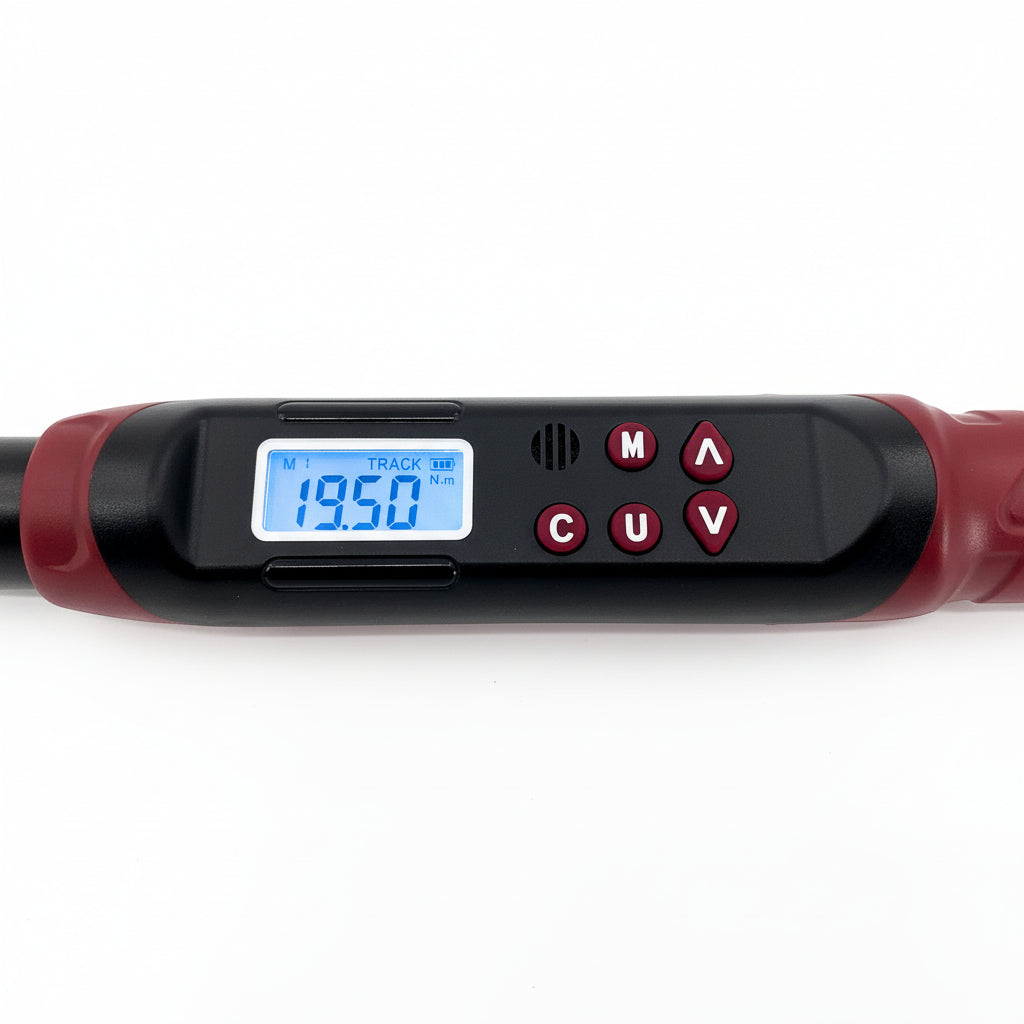 Precision Digital Torque Wrench with Backlit LCD Display and Quick-Release Head